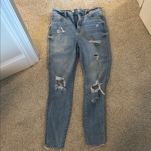 Trendy Distressed Light Blue Skinny Jeans